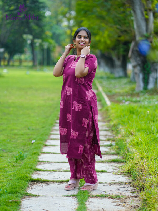 Mira Burgundy Maternity Kurti set [ Top + Bottom]